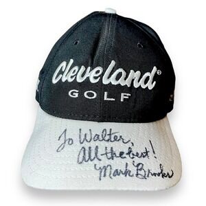 New Era Cleveland Golf Hat Black Gray Tour Action Cap Signed by Mark Brooks